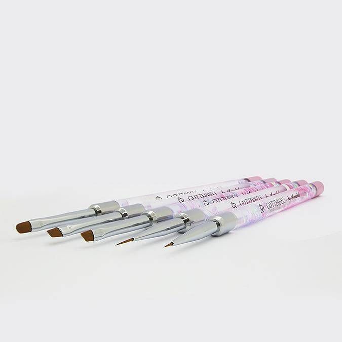 BRUSH001 - GB RAINBOW GEL ART BRUSHES PK5-0