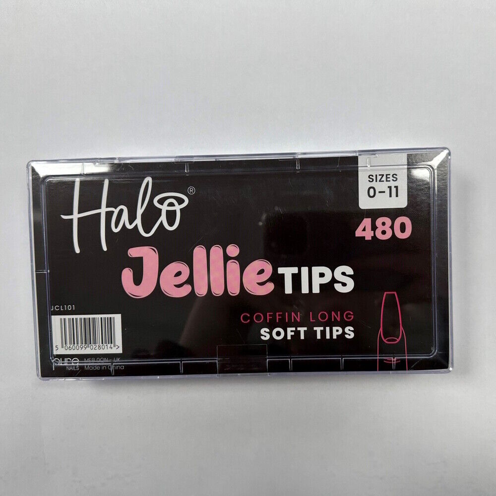 JCL101-JELLY NAIL TIPS COFFIN LONG ASSORTED 480-0