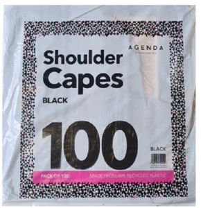 SHOULDER CAPES DISPOSABLE BLACK PK 100- MUTI BUY AVAIL